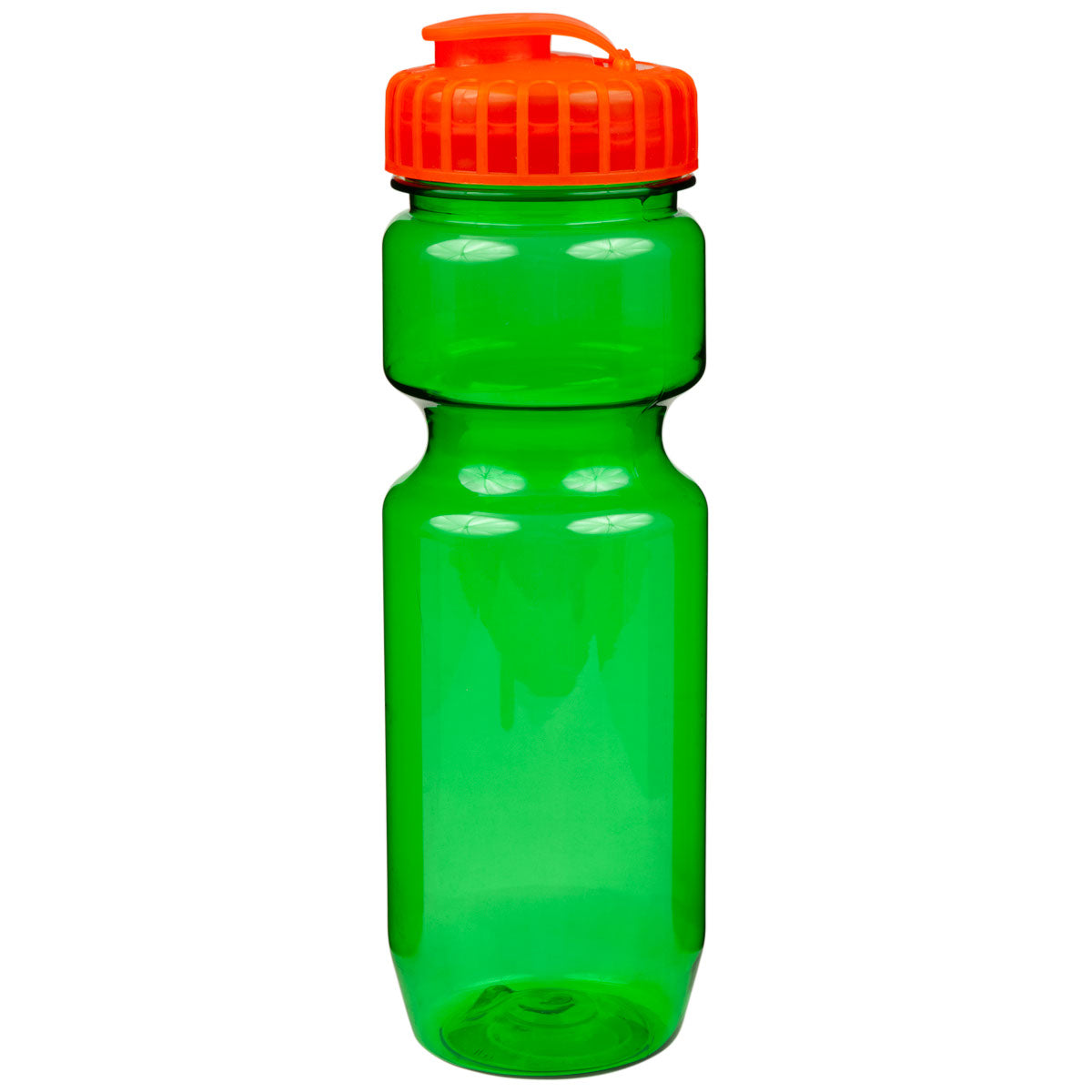 22 oz. Translucent Contour Bike Bottle - Translucent Green With Translucent Orange Lid