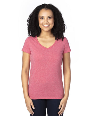 Ladies' Ultimate CVC V-Neck T-Shirt - Red Heather
