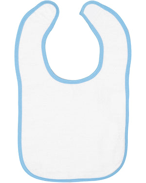 Rabbit Skins Infant Contrast Trim Terry Bib - White/Lt Blue