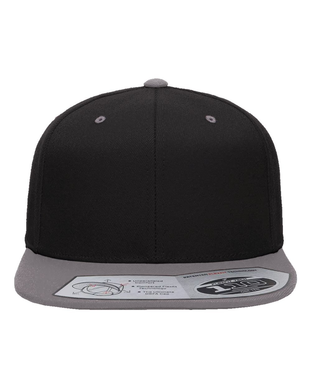 Flexfit Adult Wool Blend Snapback Cap - Black/ Grey