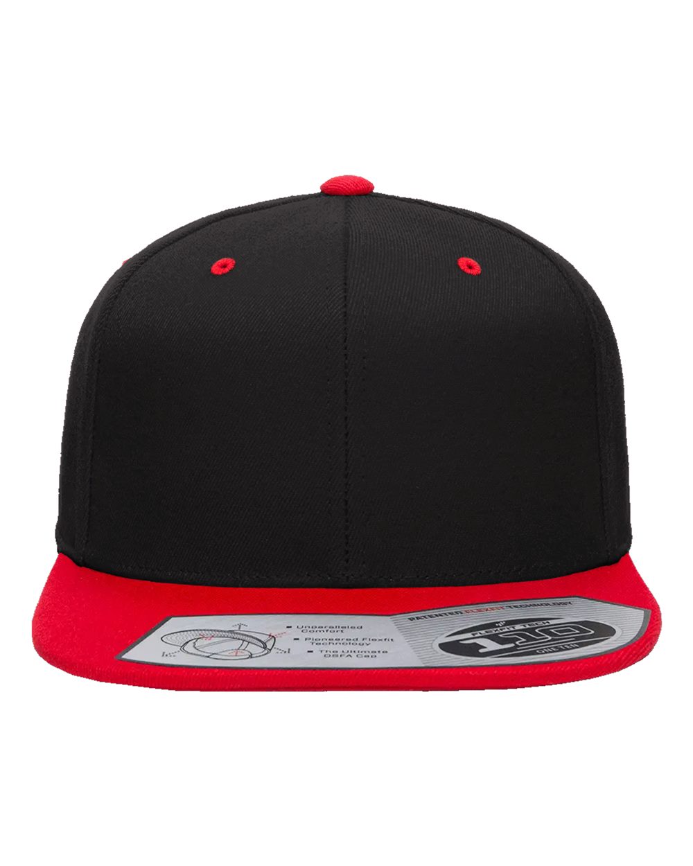 Flexfit Adult Wool Blend Snapback Cap - Black/ Red