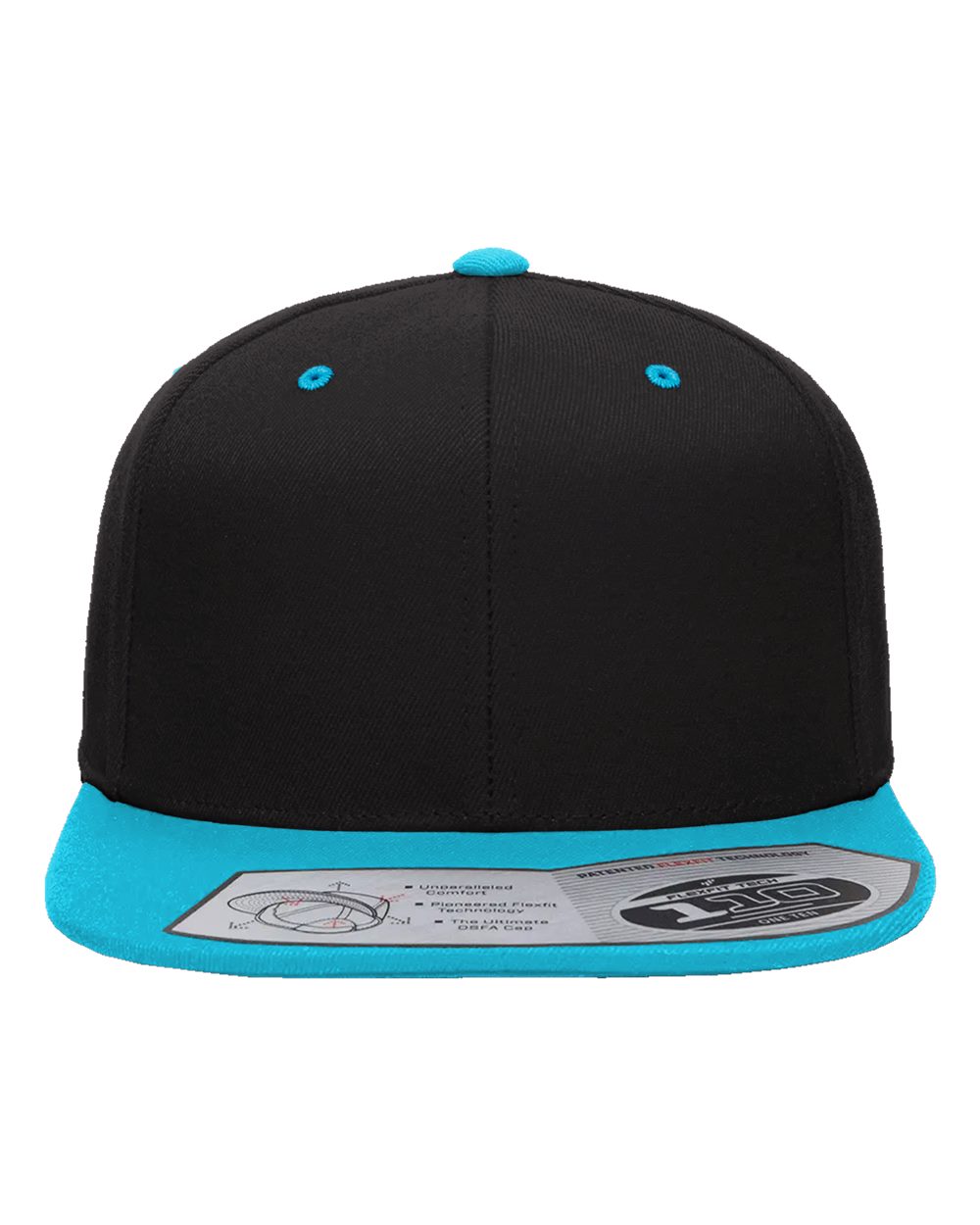 Flexfit Adult Wool Blend Snapback Cap - Black/ Teal