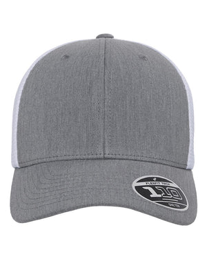 Flexfit Adult 110® Mesh Cap - Heather Grey/ White