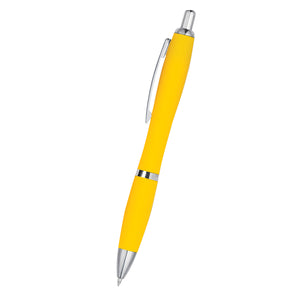 Satin Pen With Antimicrobial Additive - Yellow With Yellow