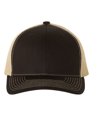Richardson 112 Adjustable Snapback Trucker Cap - Black/ Vegas Gold