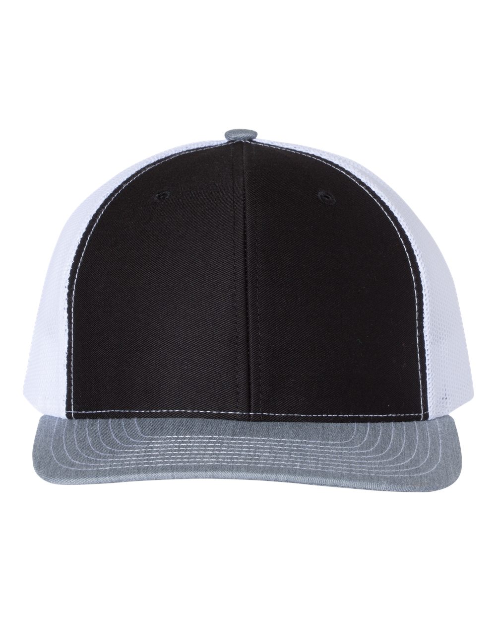 Richardson 112 Adjustable Snapback Trucker Cap - Black/ White/ Heather Grey