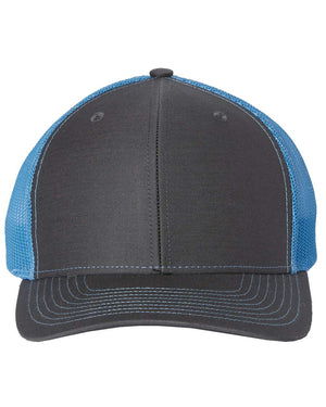 Richardson 112 Adjustable Snapback Trucker Cap - Charcoal/ Columbia Blue
