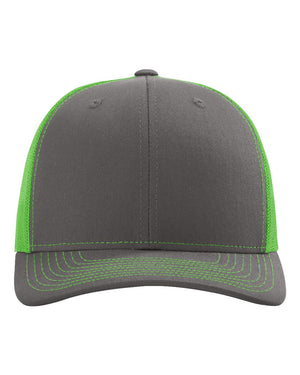 Richardson 112 Adjustable Snapback Trucker Cap - Charcoal/ Neon Green