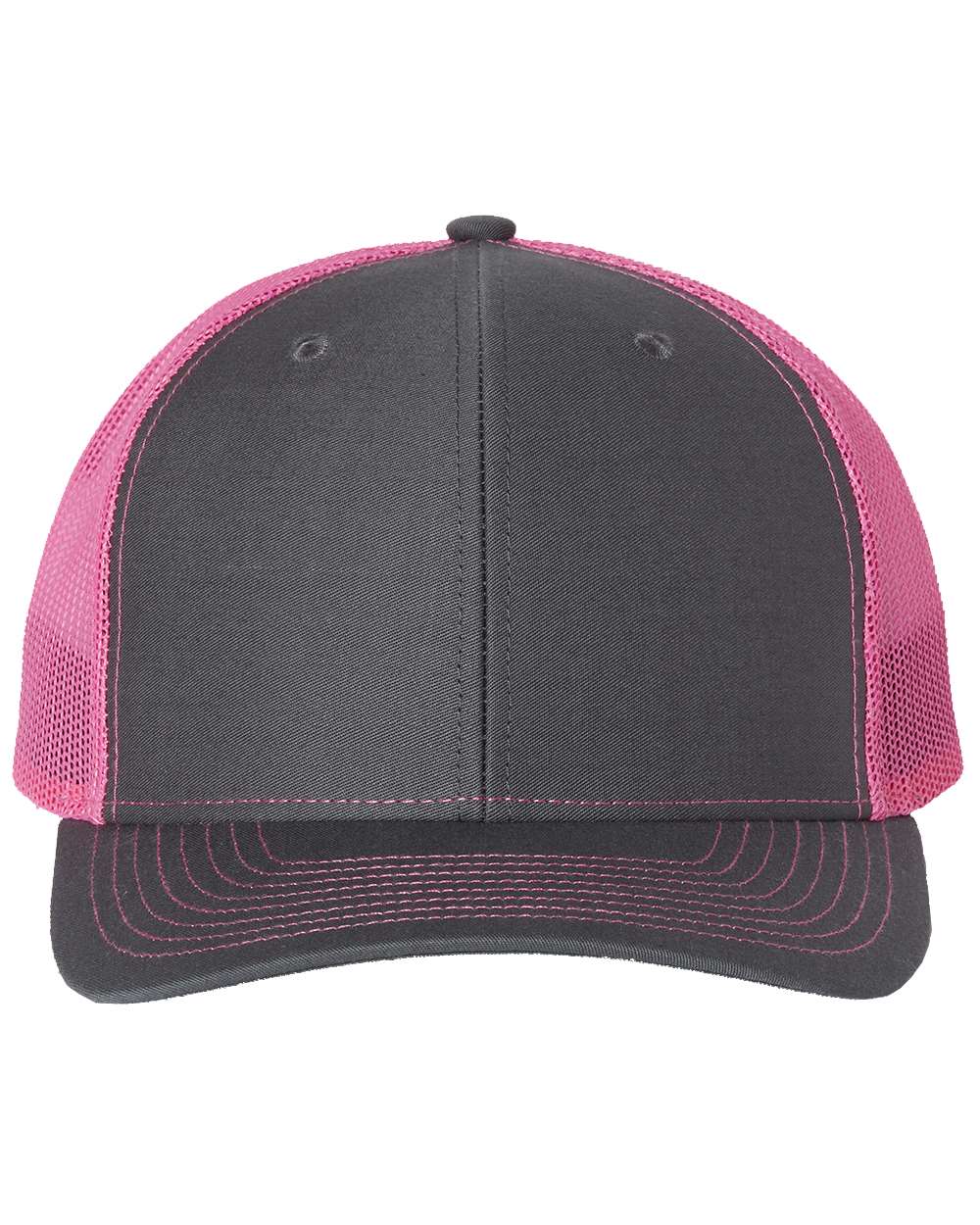 Richardson 112 Adjustable Snapback Trucker Cap - Charcoal/ Neon Pink
