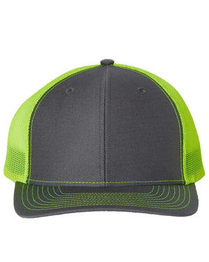 Richardson 112 Adjustable Snapback Trucker Cap - Charcoal/ Neon Yellow