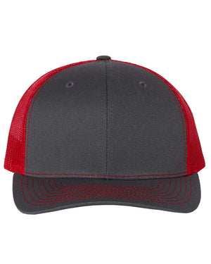 Richardson 112 Adjustable Snapback Trucker Cap - Charcoal/ Red