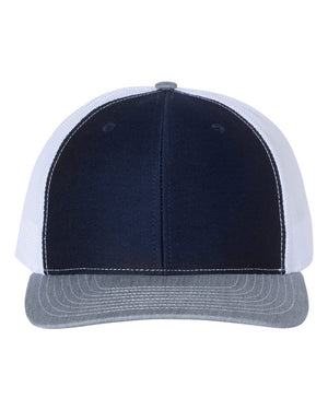 Richardson 112 Adjustable Snapback Trucker Cap - Navy/ White/ Heather Grey