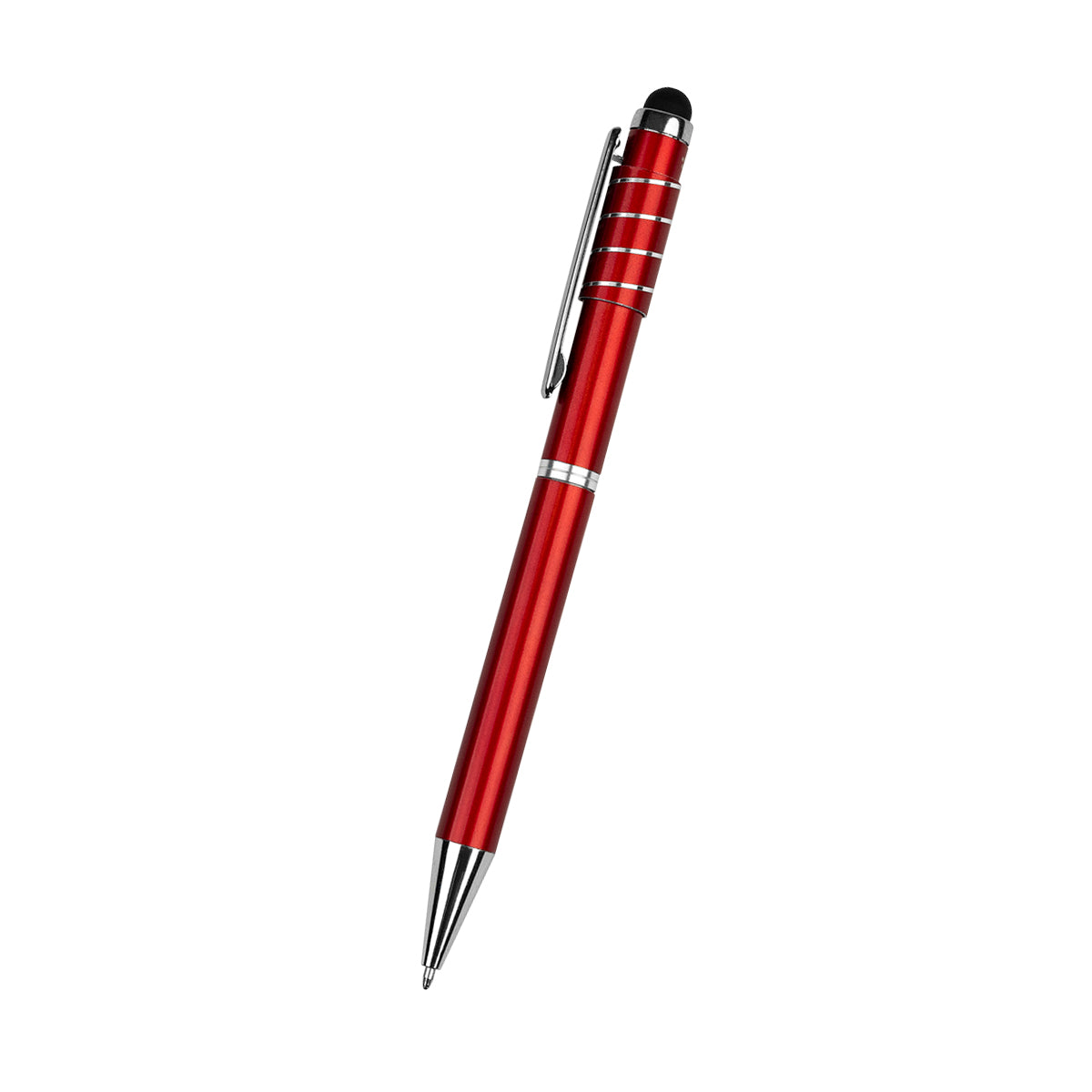 Recycled Aluminum Spinner Pen With Stylus - Metallic Red