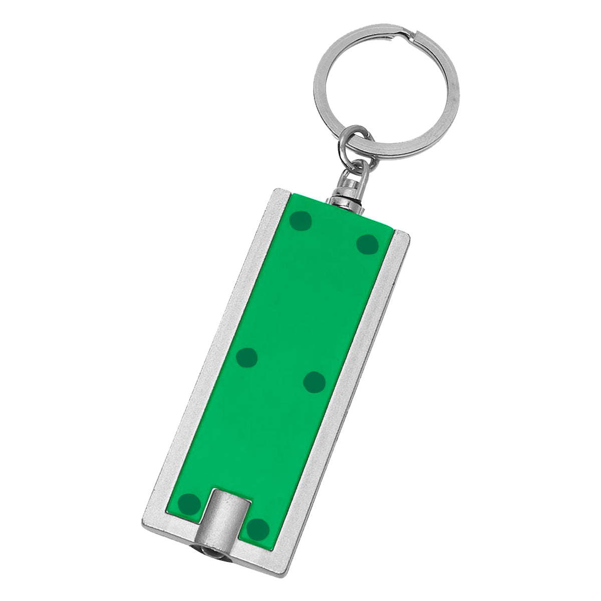 Rectangular LED Key Chain - Green With Silver