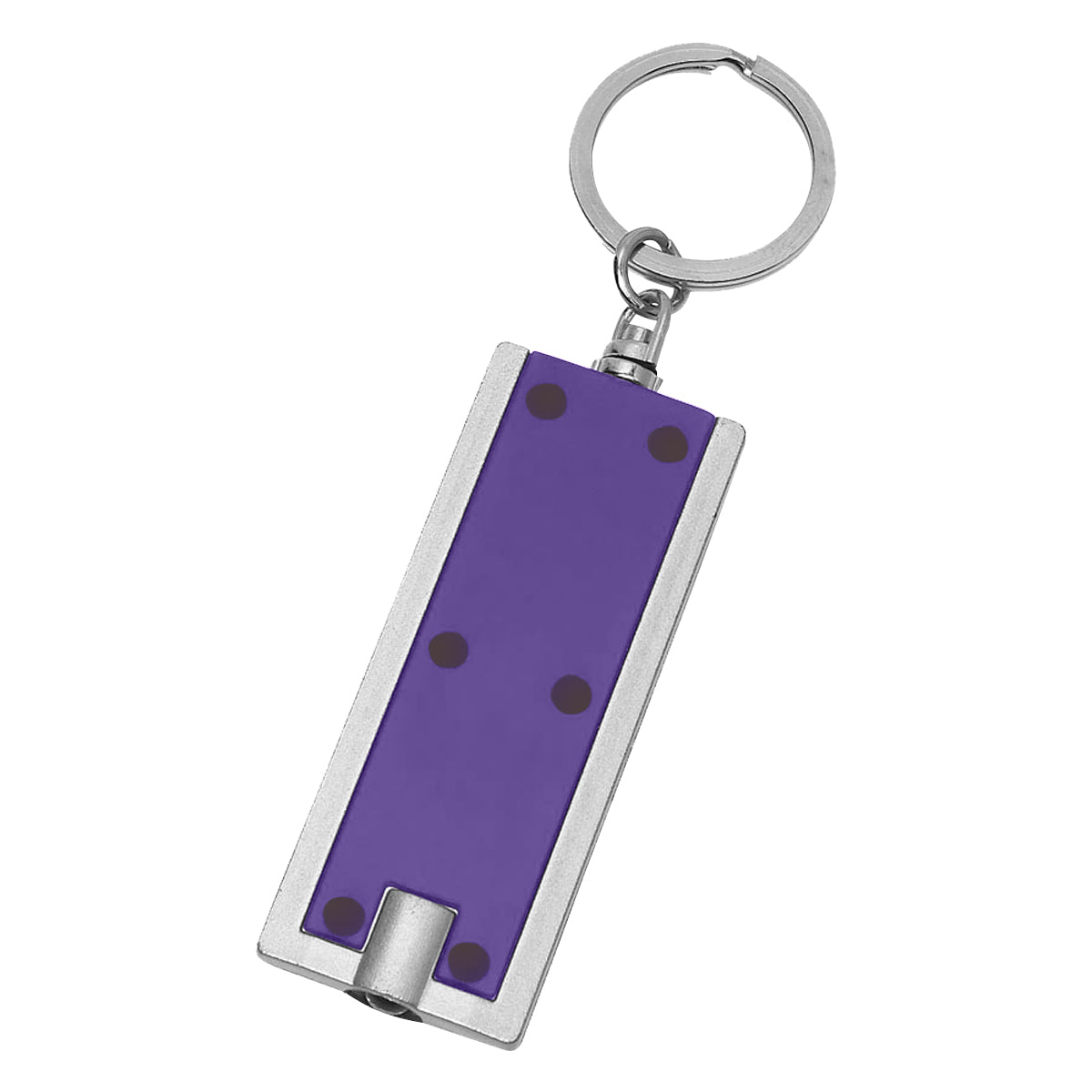 Rectangular LED Key Chain - Purple With Silver