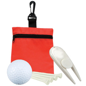 Golf in a Bag Gift Set - Red Bag With White Divot Tool