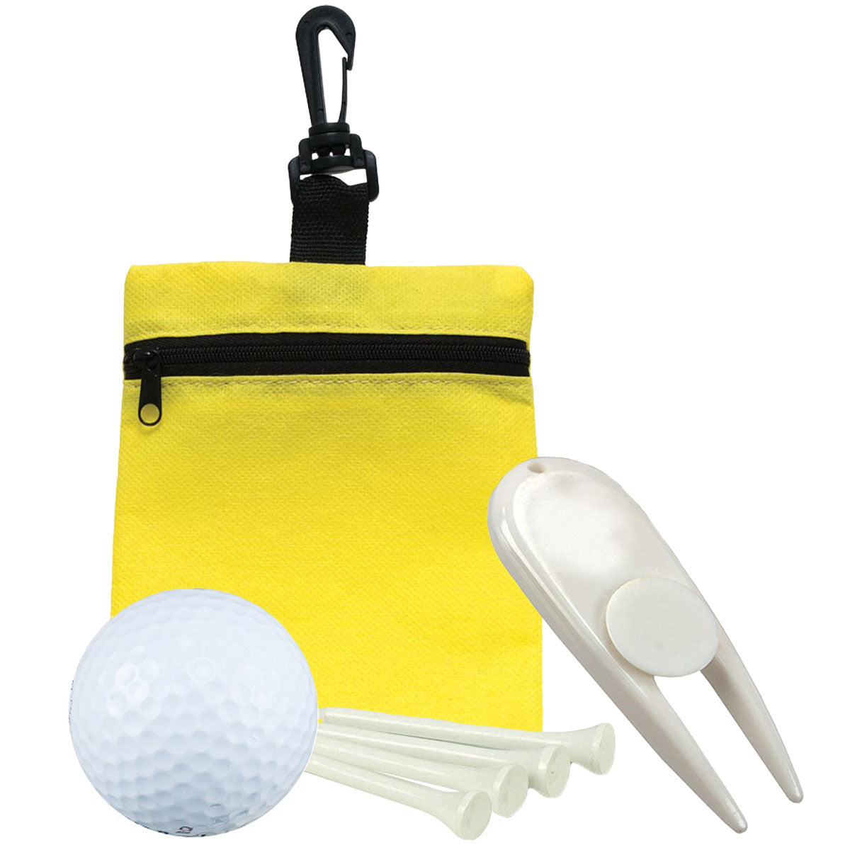 Golf in a Bag Gift Set - Yellow Bag With White Divot Tool