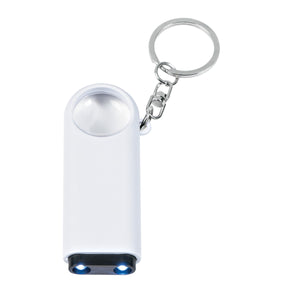 Magnifier And LED Light Key Chain - White
