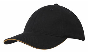 6 Panel Brush Heavy Cotton Sandwich Peak Cap - Custom Embroidered - HP4210 -