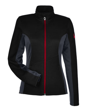 Spyder Ladies' Constant Full-Zip Sweater Fleece Jacket - Black/Plr/Red