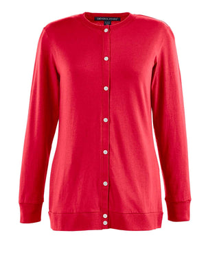 Devon & Jones Ladies' Perfect Fit™ Ribbon Cardigan - Red