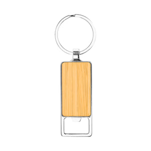 Bristol Bamboo Key Tag With Bottle Opener - Silver/Bamboo
