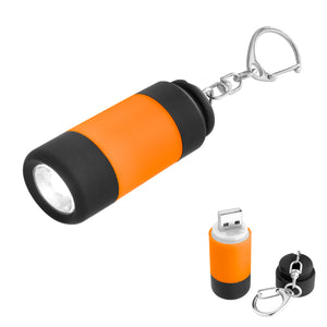 Rechargeable LED Light Key Chain - Orange With Black