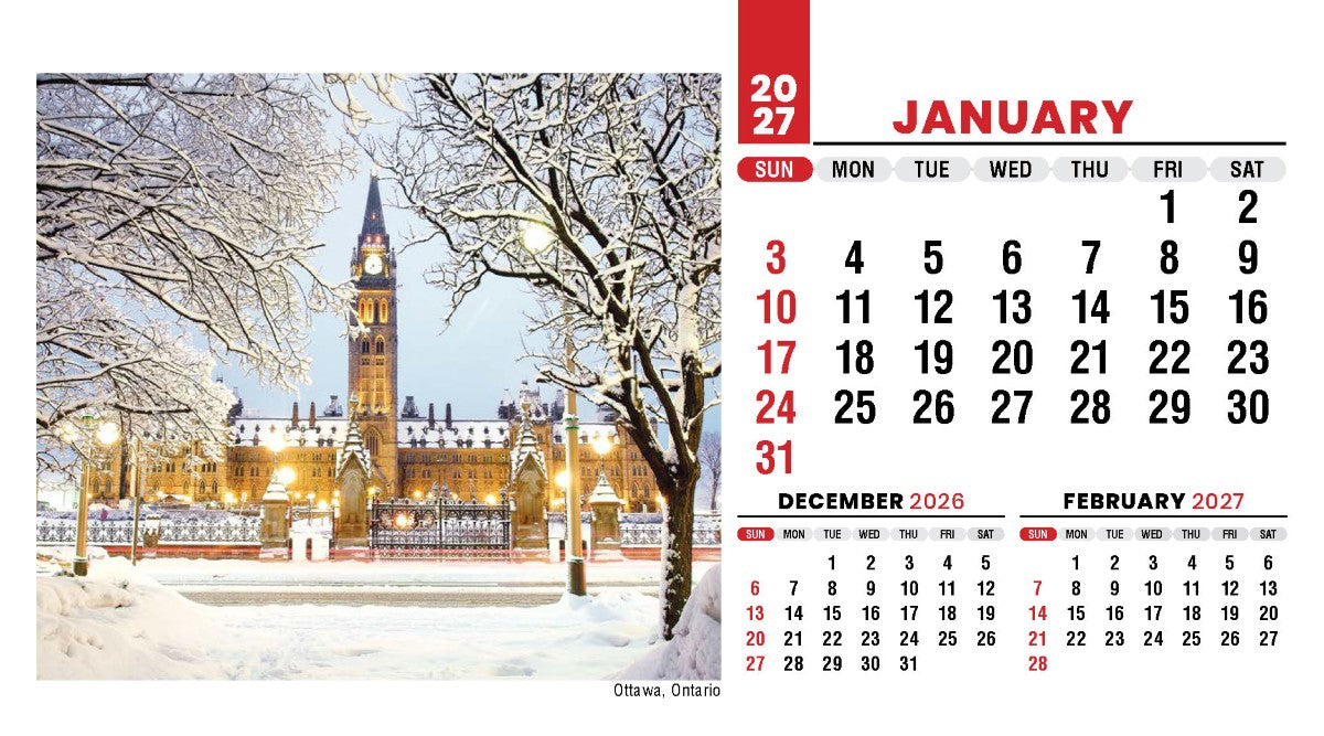 Scenes of Canada 2027 Promotional Desk Calendar