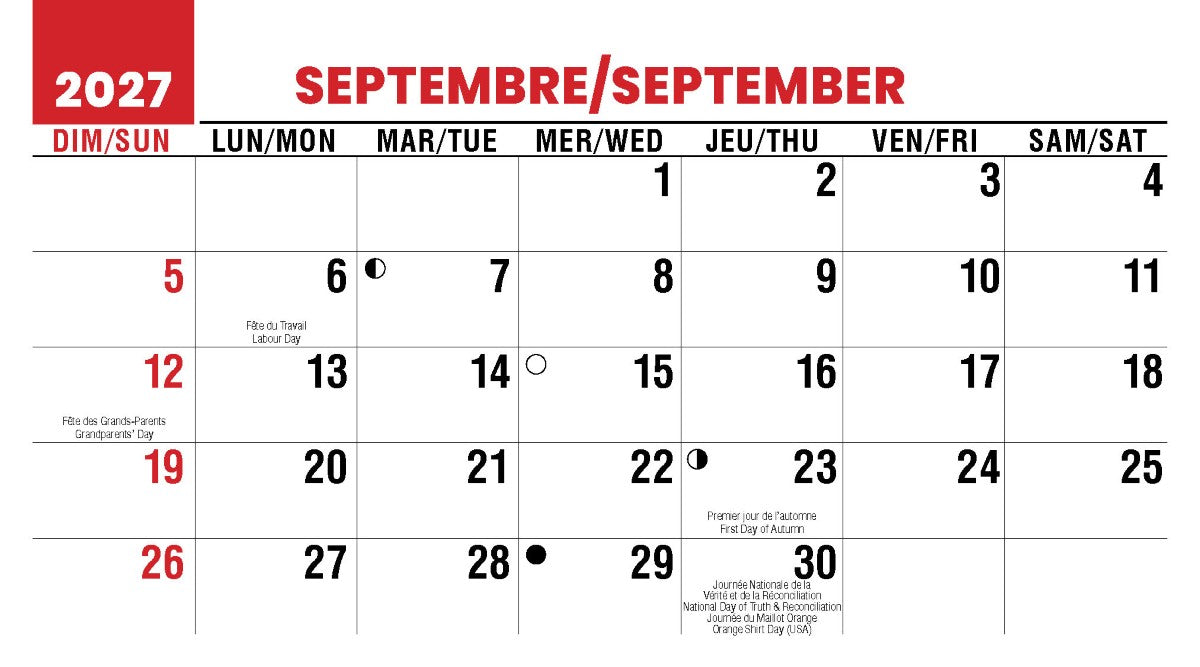 Scenes of Canada French English 2027 Promotional Desk Calendar