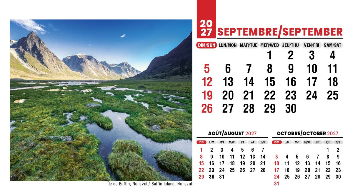 Scenes of Canada French English 2027 Promotional Desk Calendar