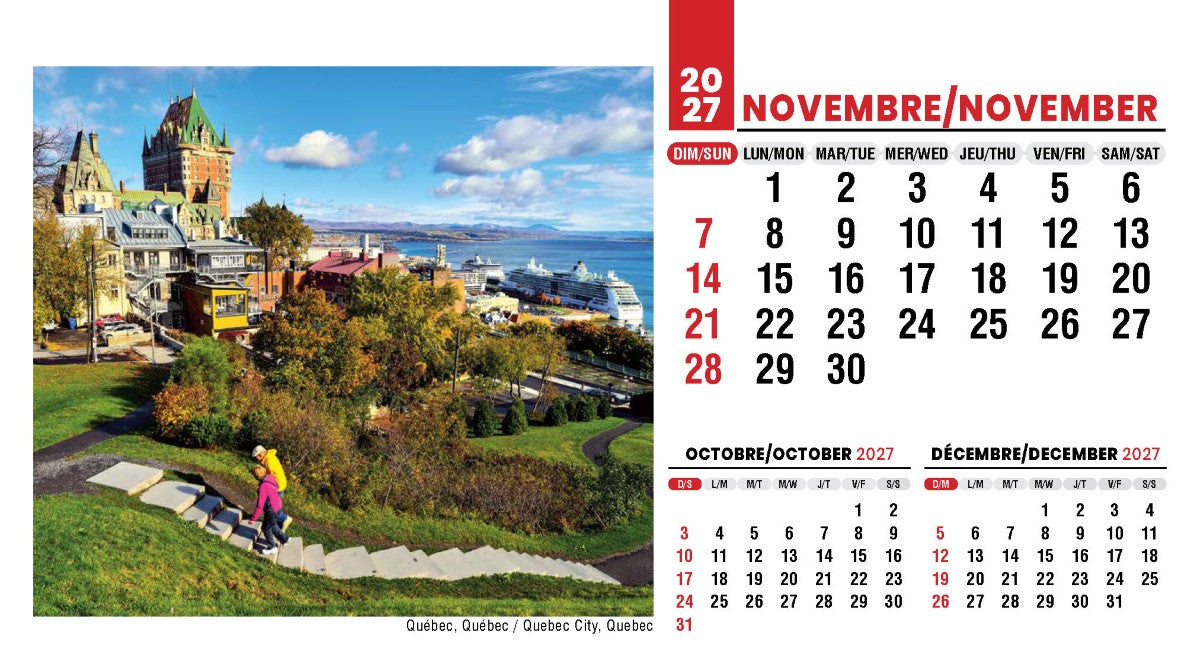 Scenes of Canada French English 2027 Promotional Desk Calendar