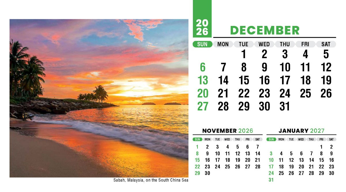 Sun, Sand & Surf 2027 Promotional Desk Calendar