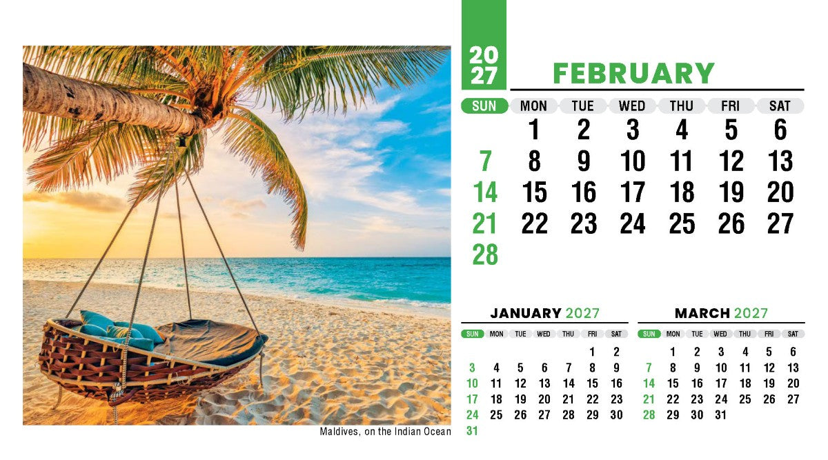 Sun, Sand & Surf 2027 Promotional Desk Calendar