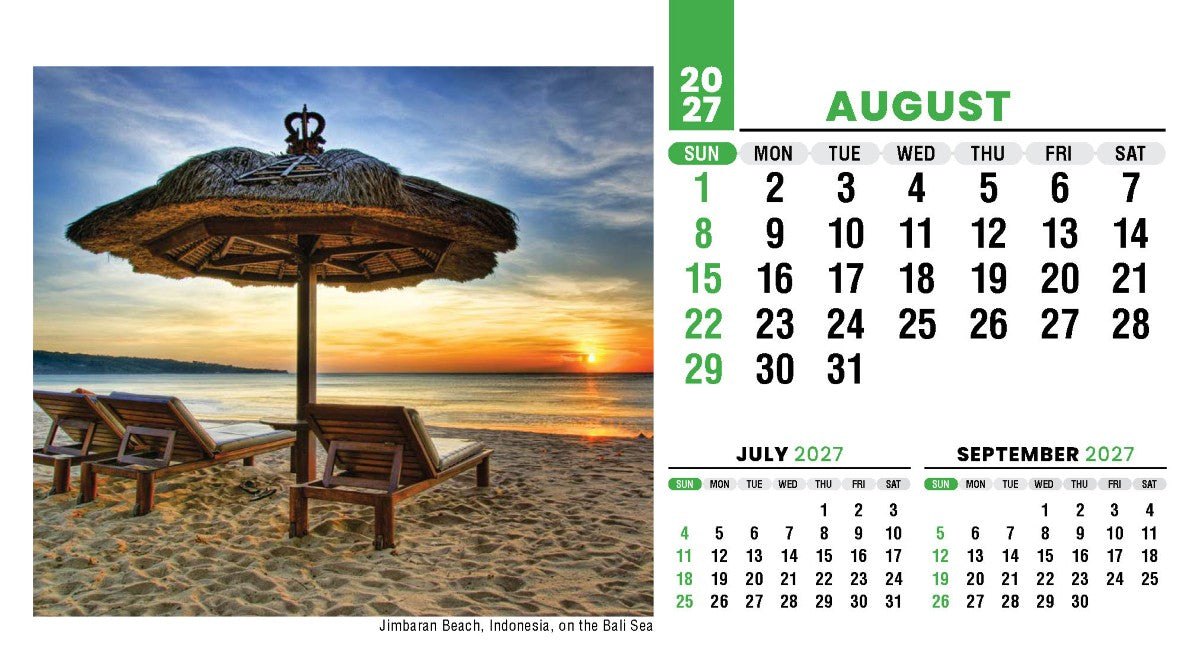 Sun, Sand & Surf 2027 Promotional Desk Calendar
