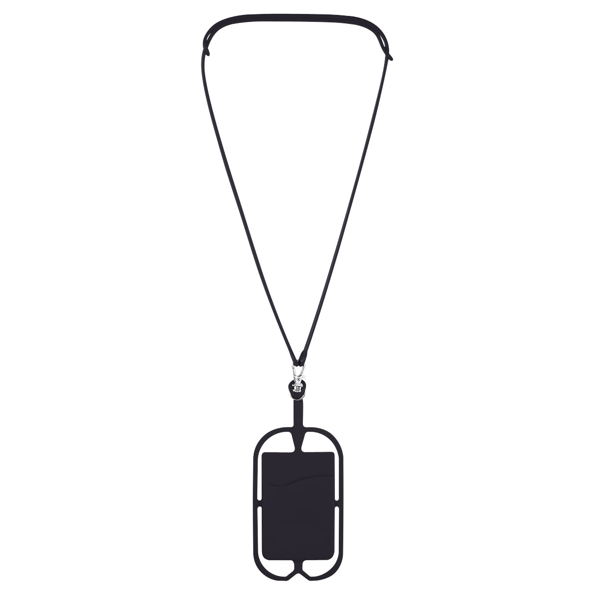 Silicone Lanyard with Phone Holder & Wallet - Black