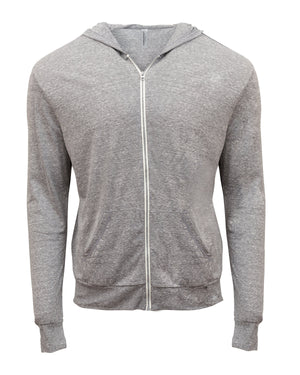Unisex Triblend Full-Zip Light Hoodie - Grey Triblend