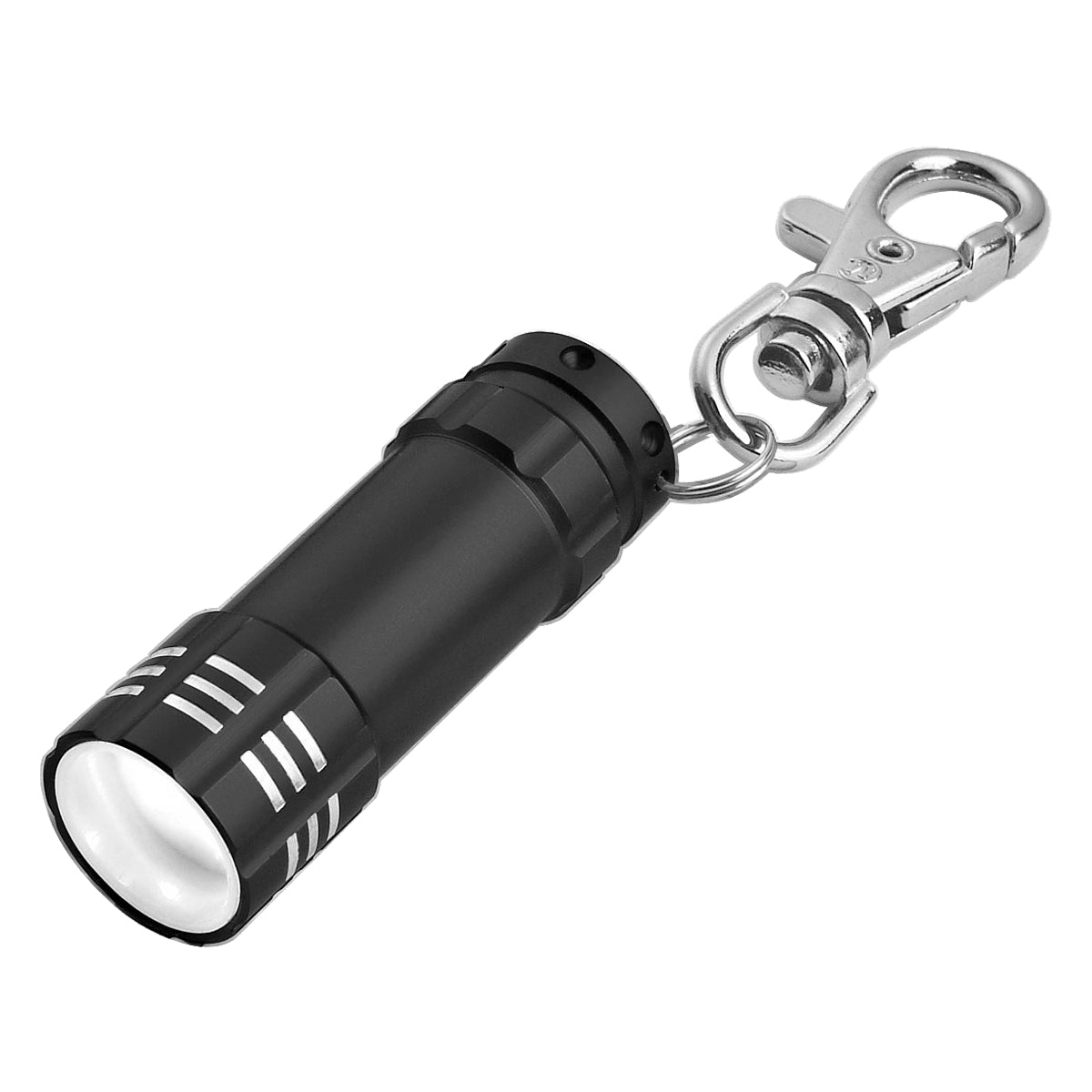 Mini Aluminum LED Flashlight With Key Clip - Black