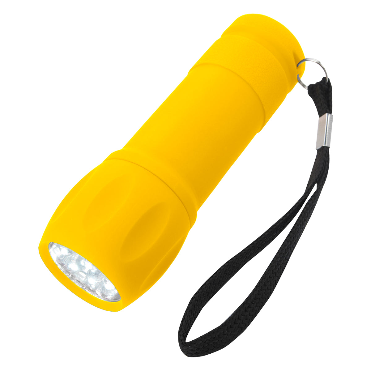 Rubberized Torch Light With Strap - Yellow