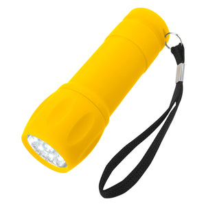 Rubberized Torch Light With Strap - Yellow