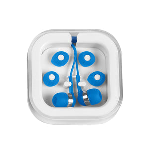 Earbuds In Case - White With Blue