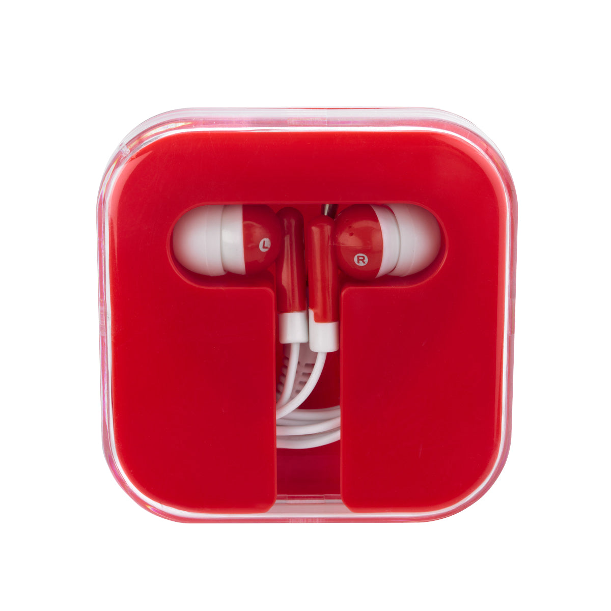 Earbuds In Compact Case - Red With Red