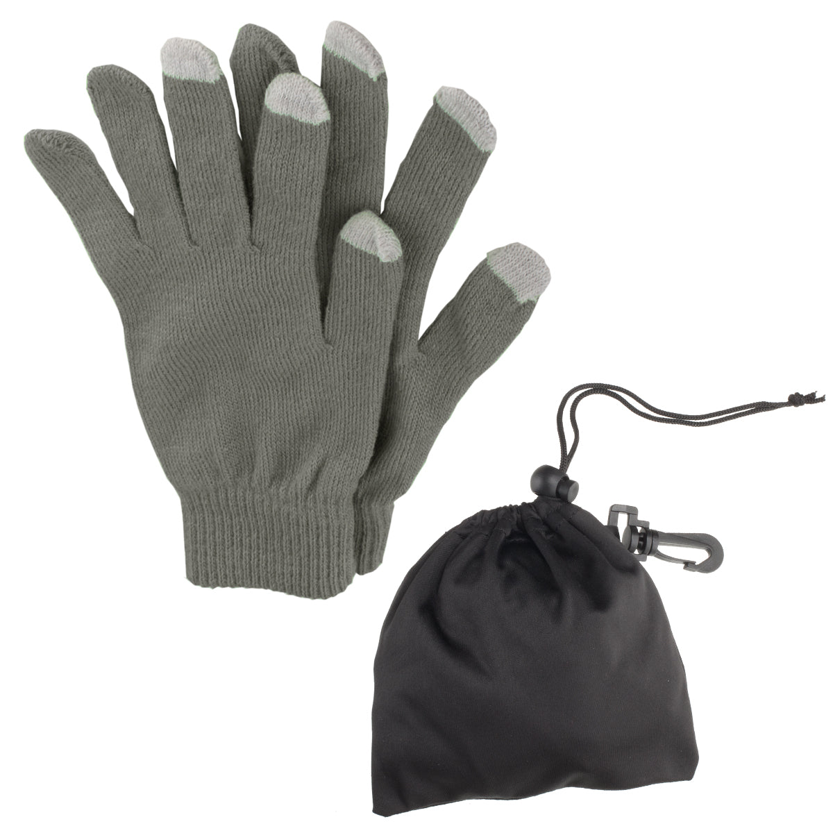 Touch Screen Gloves In Pouch - Gray With Gray