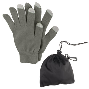 Touch Screen Gloves In Pouch - Gray With Gray