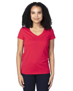 Ladies' Ultimate CVC V-Neck T-Shirt - Red