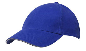 6 Panel Brush Heavy Cotton Sandwich Peak Cap - Custom Embroidered - HP4210 -