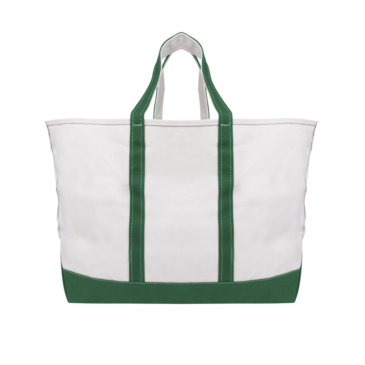 The Madelyn Cotton Canvas Tote Bag - Natural With Forest Green