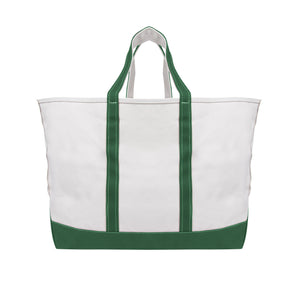 The Madelyn Cotton Canvas Tote Bag - Natural With Forest Green