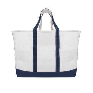 The Madelyn Cotton Canvas Tote Bag - Natural With Navy