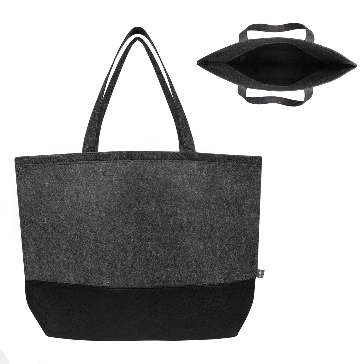 Roosevelt rPET Felt Tote Bag - Charcoal With Black