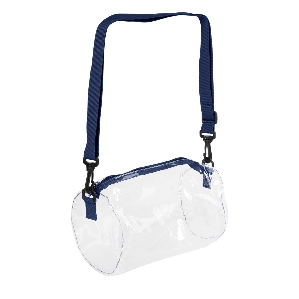 Seymour Clear Barrel Bag - Clear With Navy